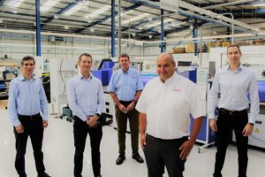 Rotamic MD Gary Squires with Matt Willmott and the MBO team at the company's factory in Exeter